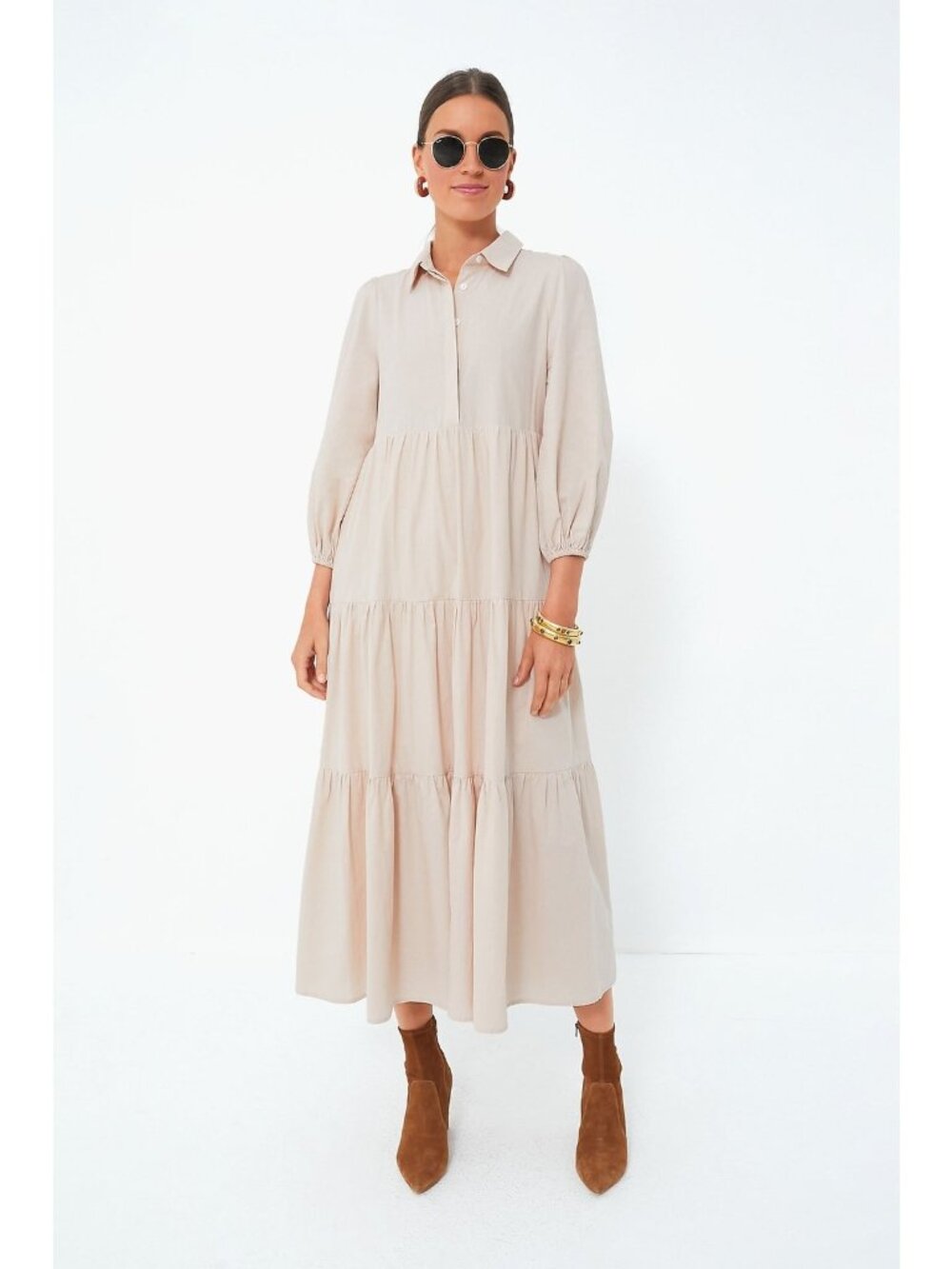 Pomander Place by Tuckernuck Sandstone Mabel Maxi Dress size XS Tier Long Sleeve